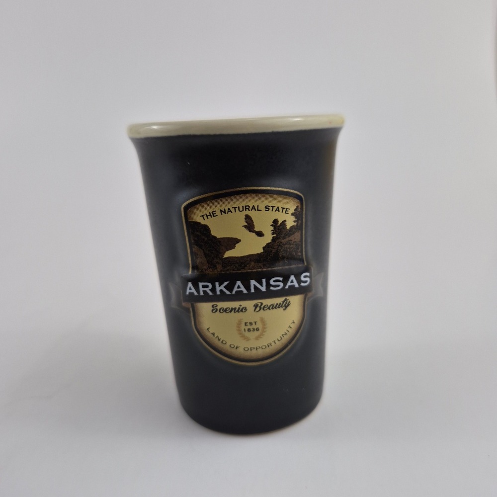 Americaware Arkansas The Natural State Souvenir Shot Glass Matte Black Ceramic